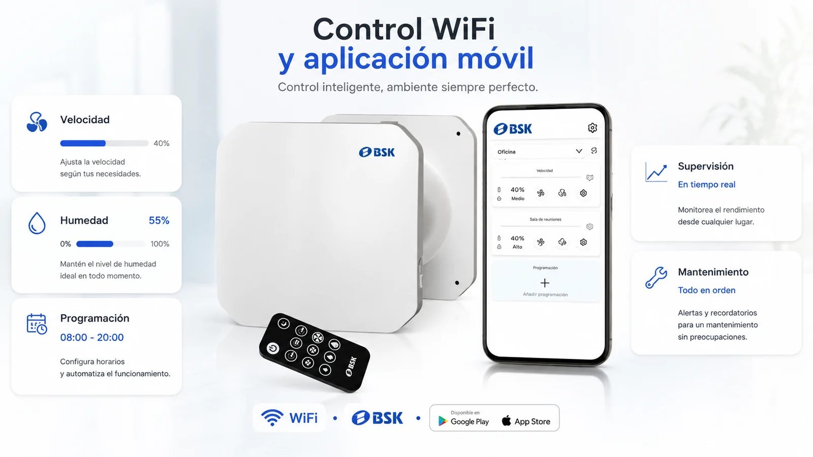 Control WiFi y aplicación móvil del recuperador de calor descentralizado RENair Zephyr