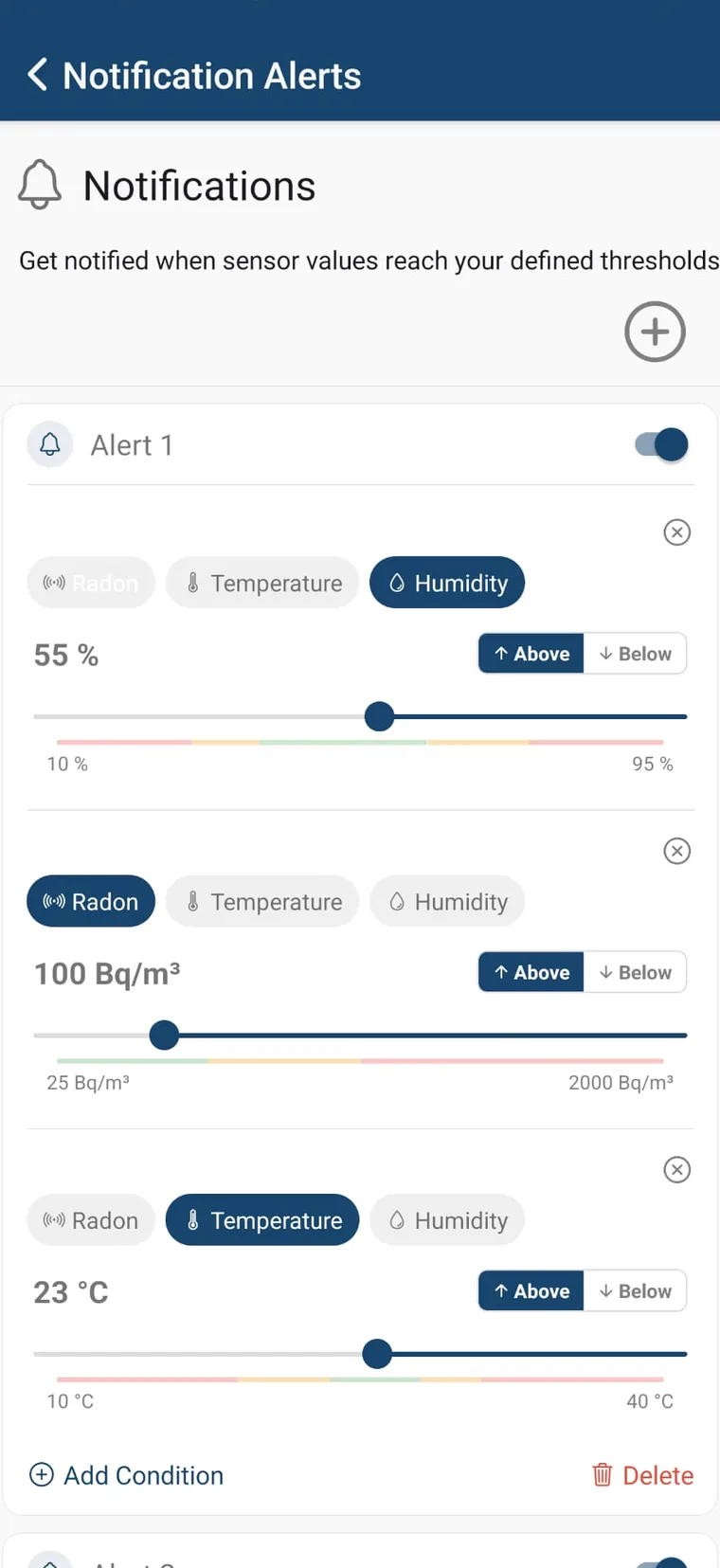 Configuración de alertas de CLERVO Radon en BSK Connect